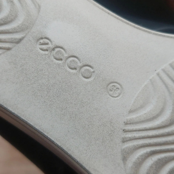 Ecco Touch Plateau Black Leather Platform Slide Cross Strap Sandals 7 - Picture 6 of 9